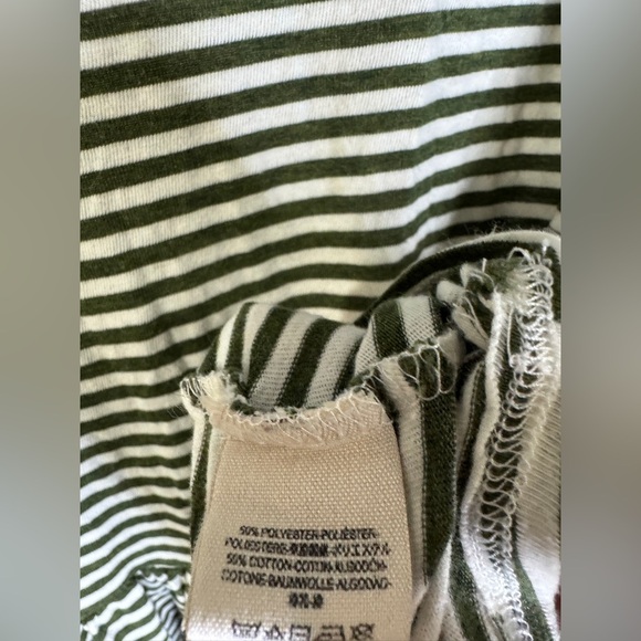 We The Free Green Striped Peplum Blouse 3/4 Sleeve - Picture 4 of 5